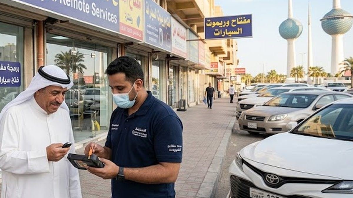 ريموتات ومفاتيح سيارات معروضة في محل مفاتيح وريموتات بالكويت